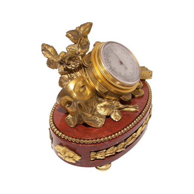 Napoleon III Ormolu and Rouge Griotte Marble Aneroid Barometer thumbnail 4