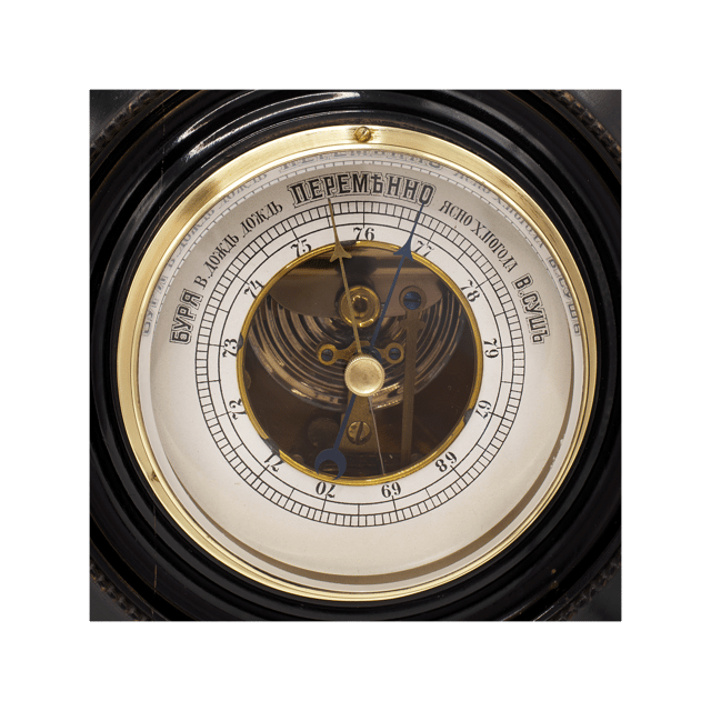 Russian Empire black-lacquered cased aneroid barometer thumbnail 5