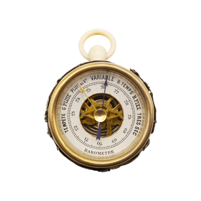 Ivory-cased silver-mounted aneroid barometer thumbnail 1