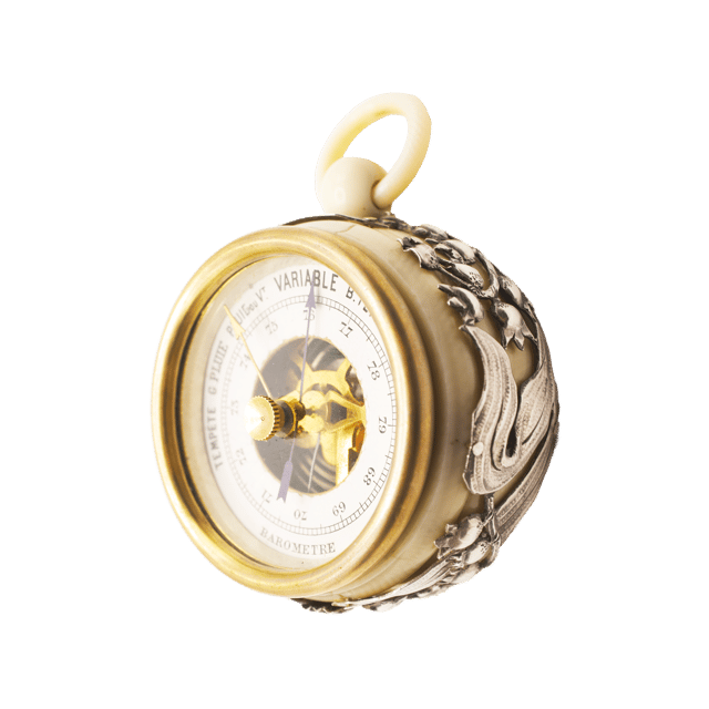 Ivory-cased silver-mounted aneroid barometer thumbnail 3