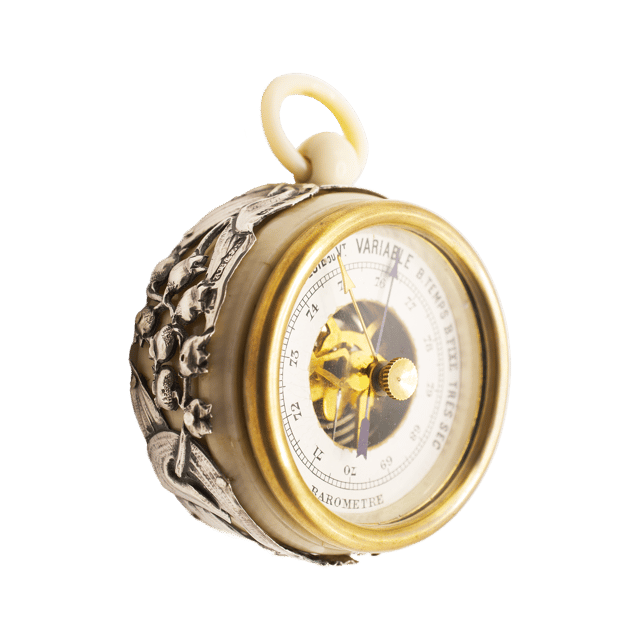 Ivory-cased silver-mounted aneroid barometer thumbnail 2