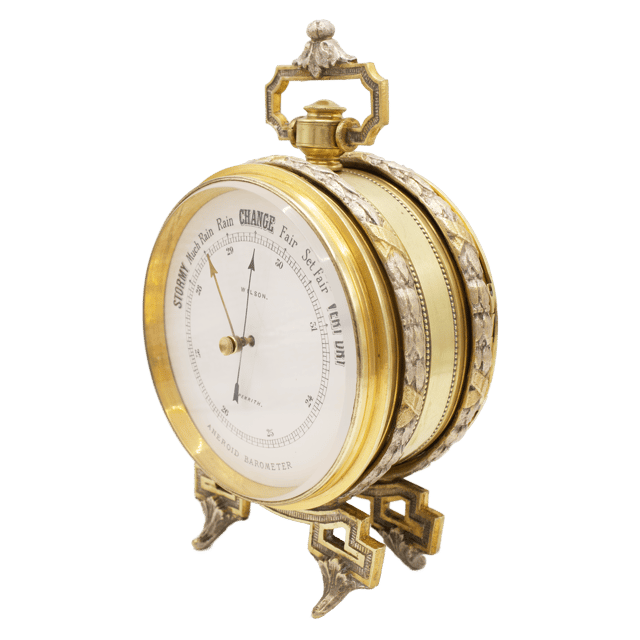 Alarm Clock Style Aneroid Barometer thumbnail 3