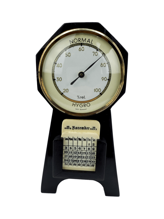 Art Deco Perpetual Calendar with Hygrometer thumbnail 1