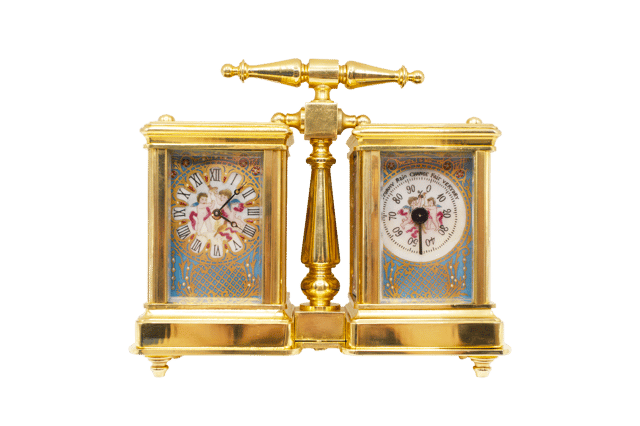 Carriage clock with barometer