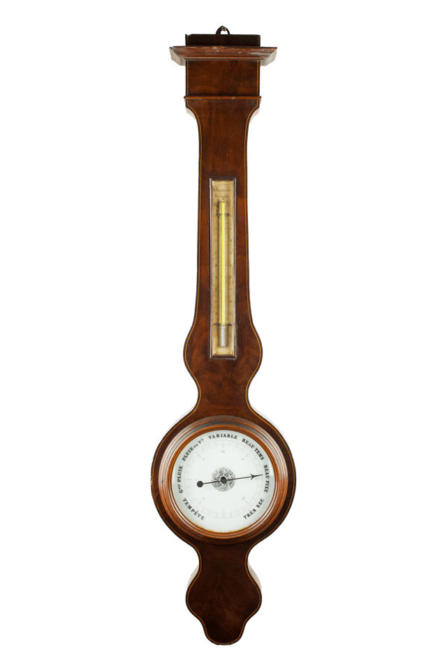 Flame-mahogany 6-inch dial Wheel Barometer thumbnail 1