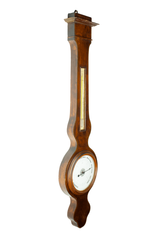 Flame-mahogany 6-inch dial Wheel Barometer thumbnail 3