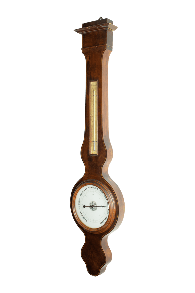 Flame-mahogany 6-inch dial Wheel Barometer thumbnail 2