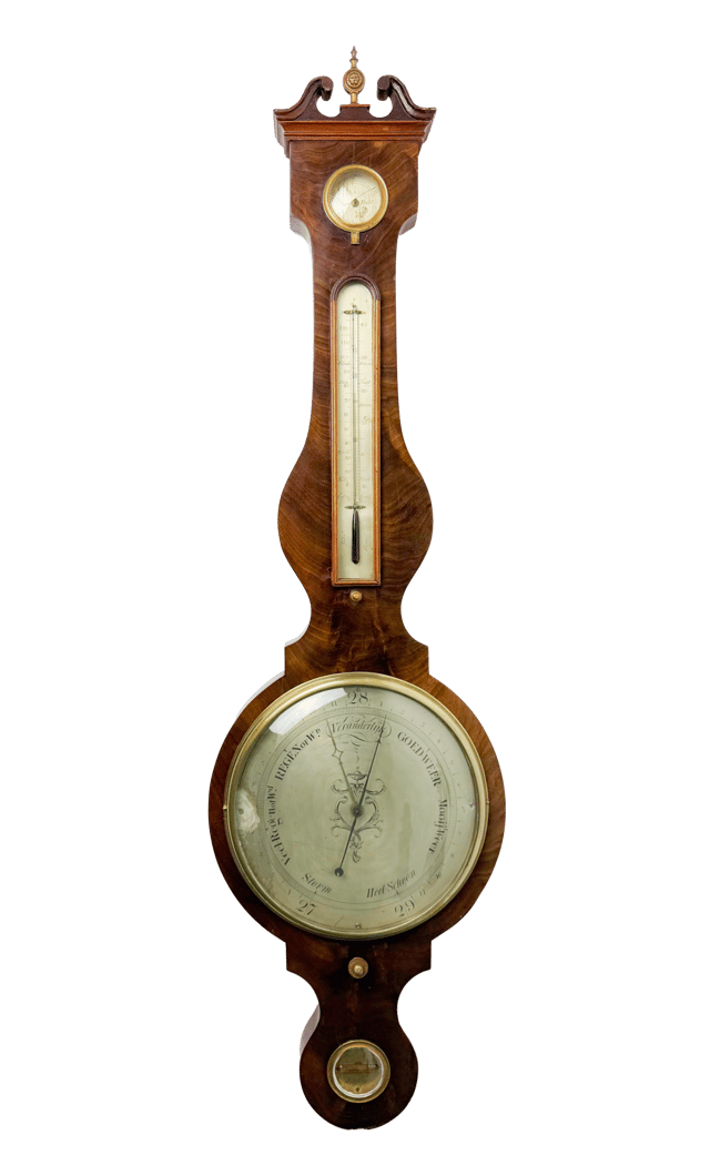 Dutch mahogany wheel barometer thumbnail 3