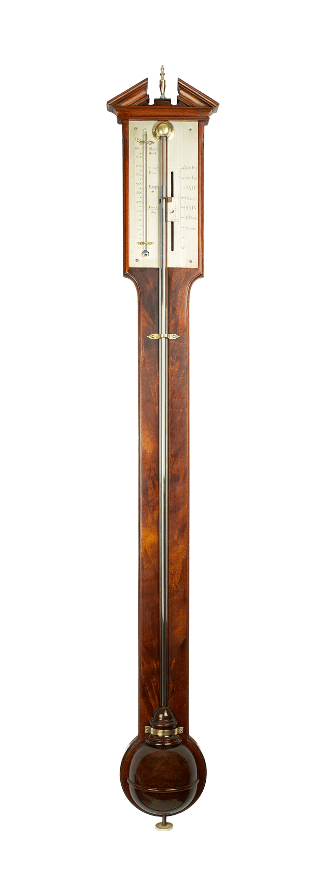 Flame-mahogany stick barometer thumbnail 1