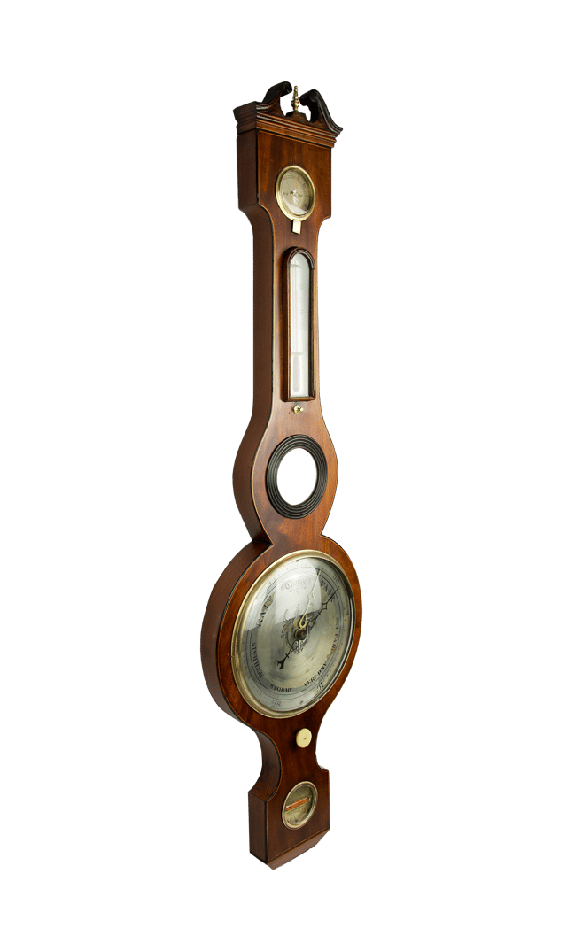 Early Victorian Mahogany Wheel Barometer thumbnail 2