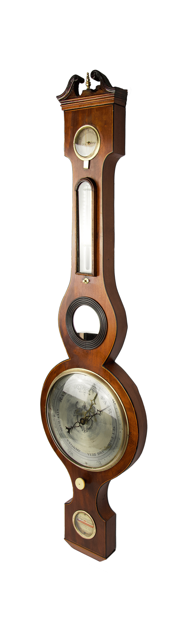Early Victorian Mahogany Wheel Barometer thumbnail 3