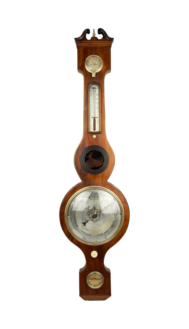 Early Victorian Mahogany Wheel Barometer thumbnail 1
