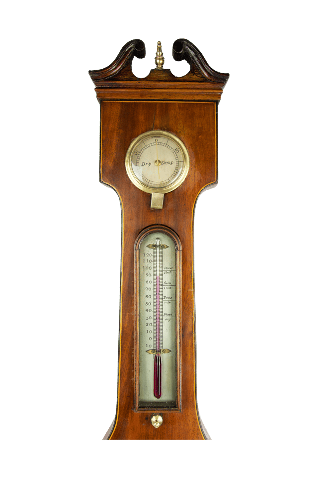 Early Victorian Mahogany Wheel Barometer thumbnail 6