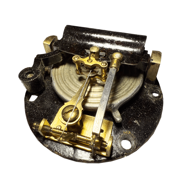 Brass-cased barometer in a mahogany casket with a strap thumbnail 9