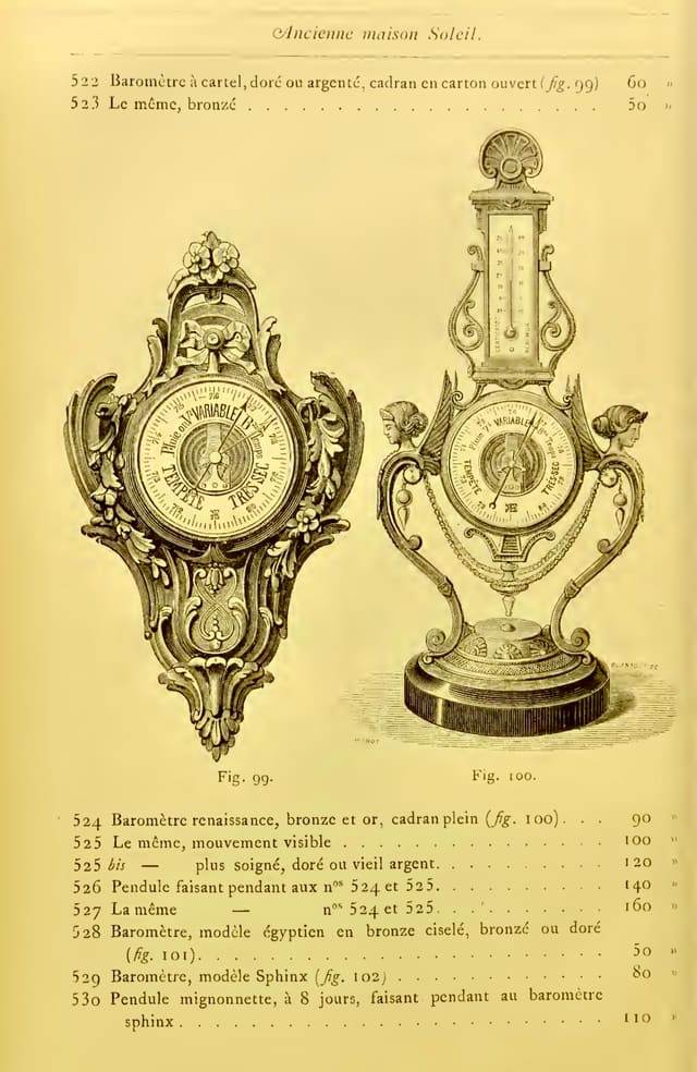 Baroque Revival aneroid barometer