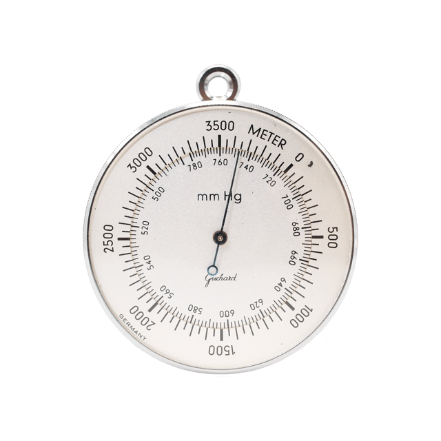 Altimetric barometer in a leather case