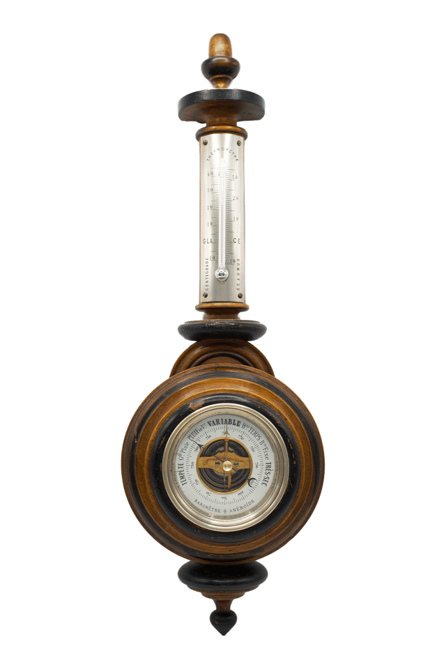 Curved Thermometer Aneroid Barometer