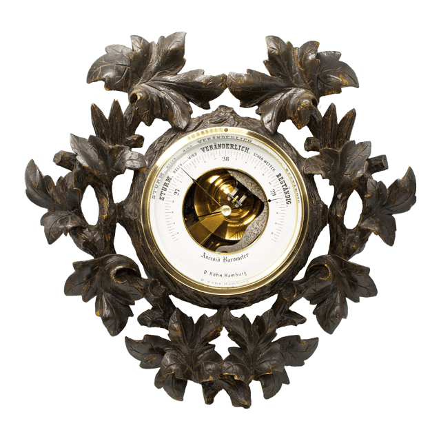 Black Forest Carved Walnut Aneroid