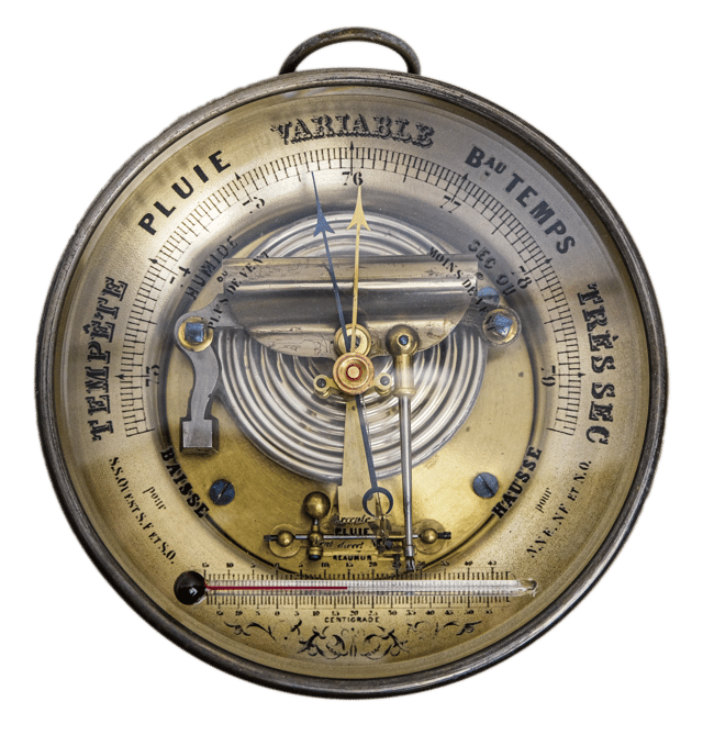 Maillechort cased aneroid barometer