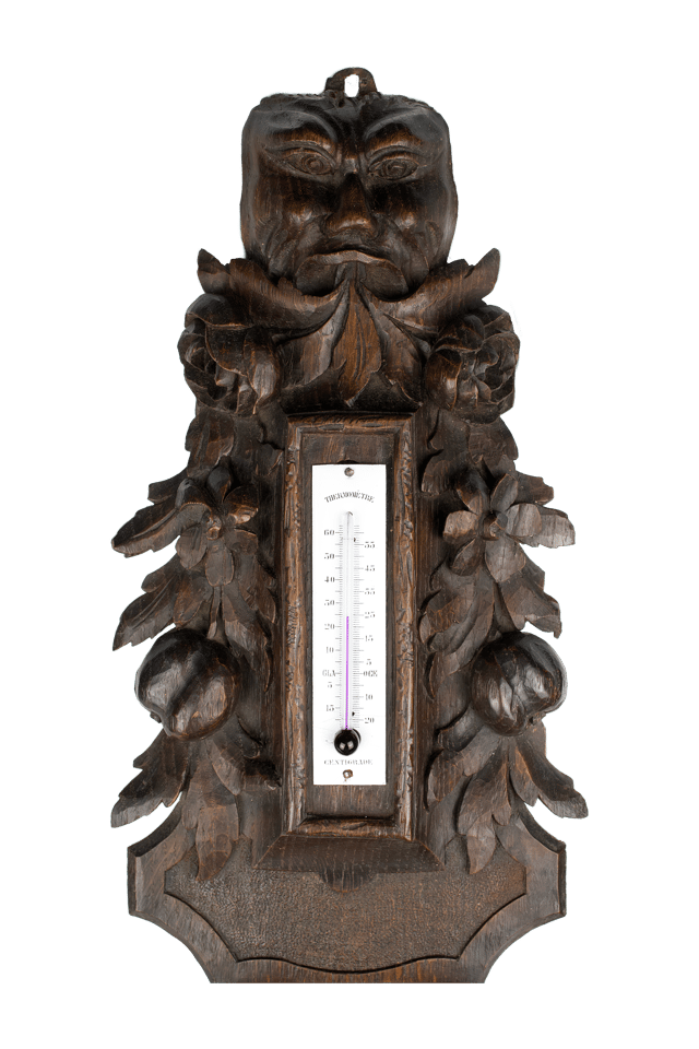 Grotesque Green Man Aneroid Barometer